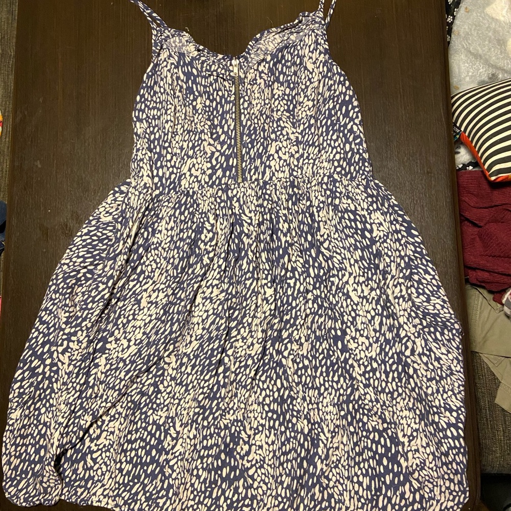 Spaghetti strap zip up skater dress